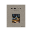 Book cover of 'Scotch: The Stories Behind Scotland's Iconic Spirit' with a glass of whisky on a wooden surface.