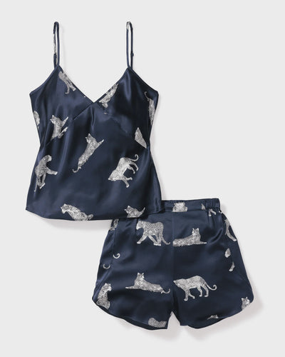 Women's Silk Cami Short Set, Panthère de Nuit