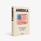 Book titled 'America: The Imagination of a Nation' with an American flag design on a beige background