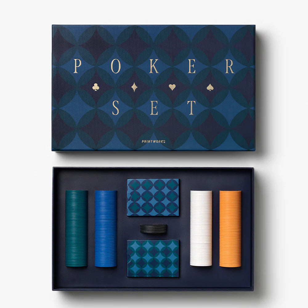 Poker set with packaging on a white background