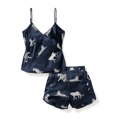 Women's Silk Cami Short Set, Panthère de Nuit