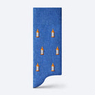 Blue sock with bottle pattern on a white background