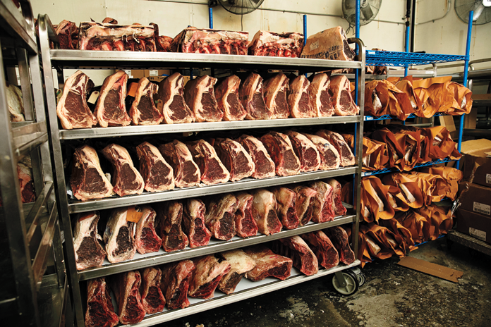 Prime beef being dry aged at the Citarella Bronx warehouse