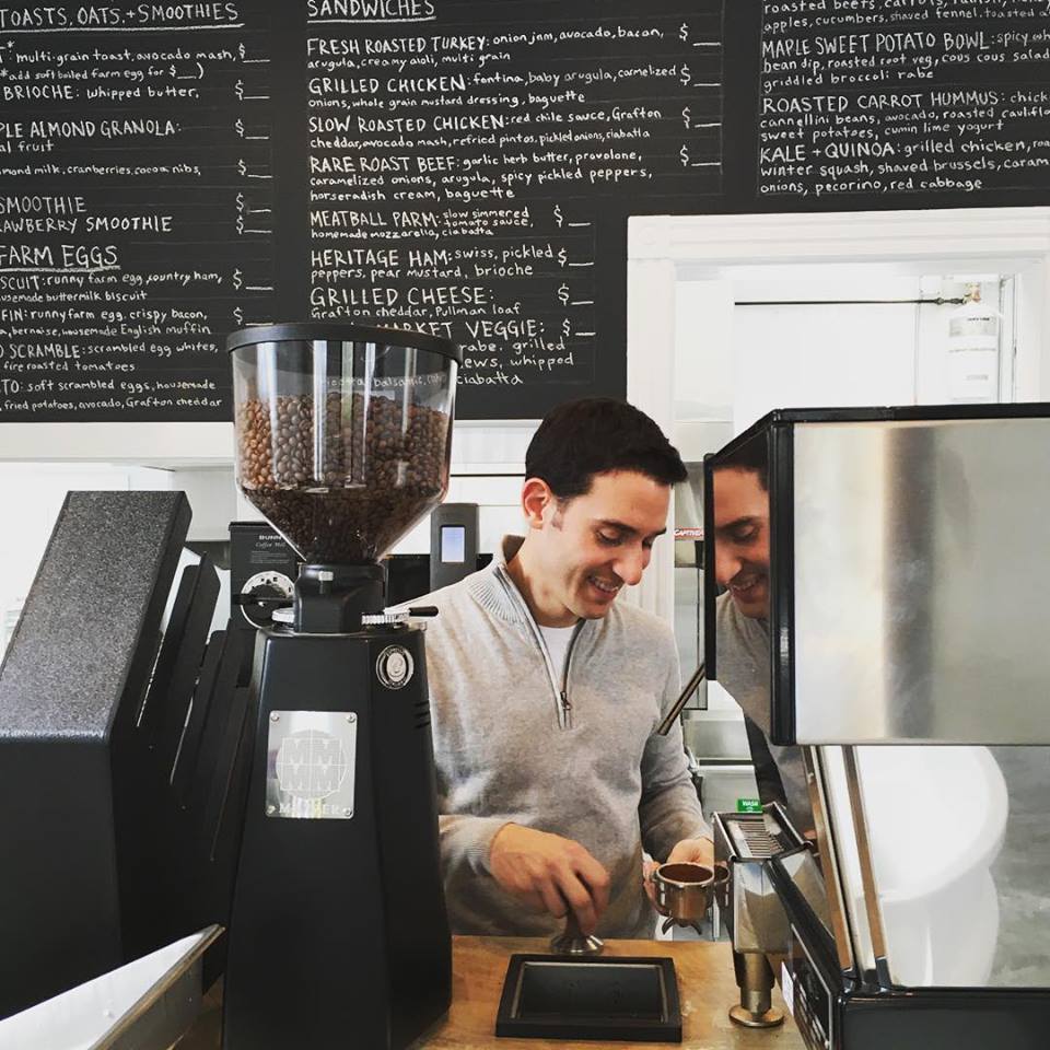 Chef and business owner Mike Pietrafeso making coffee