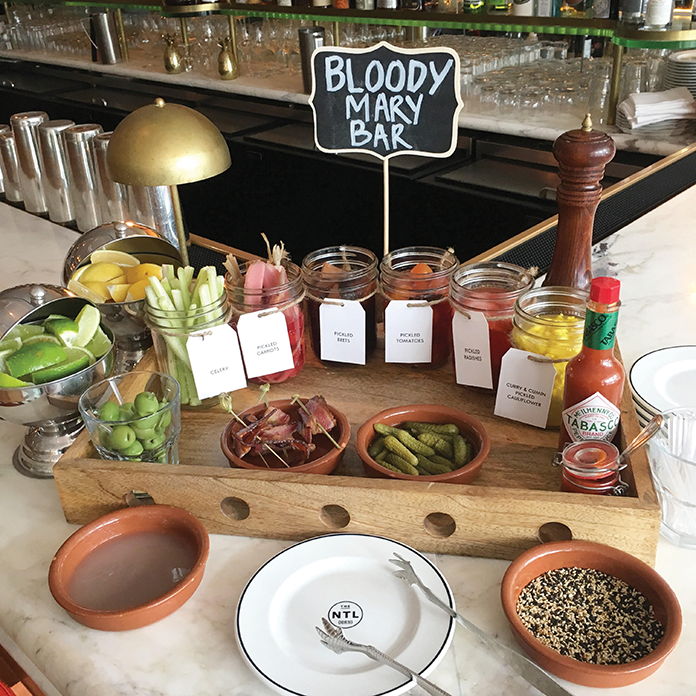 โSetting up a Bloody Mary bar for brunch, like we do each weekend at The National, is the ultimate in crowd pleasing,โ says Peรฑa. โYou can choose what you want and how much of it you want. It doesnโt get much more custom than that!โ