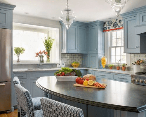 blue cabinets