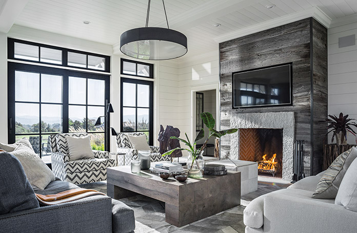 A living room designed by Richard Cerrone and Nancy Galasso of Lillian August