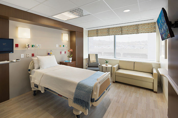 Patient room in White Plains Hospital