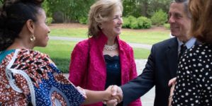 Image of Zoraida Lopez-Diago greets Renee Ring and Paul Zofnass