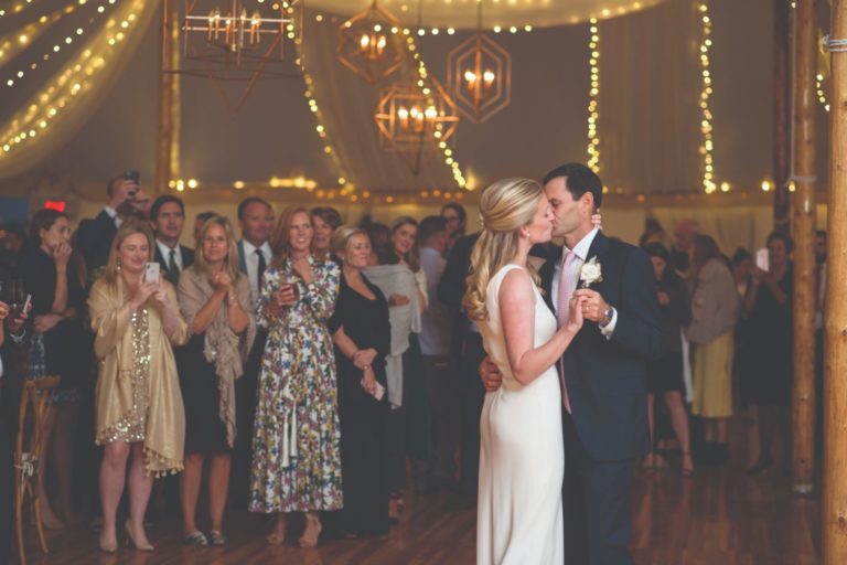 Bride and groom dancing