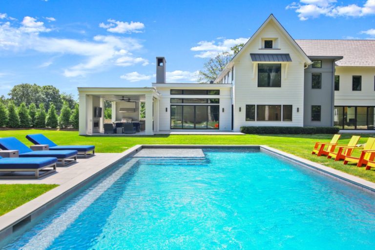 Exterior view of house and pool