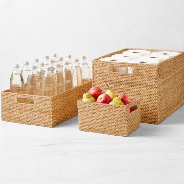 Hold Everything Rattan Cubby Pantry Baskets