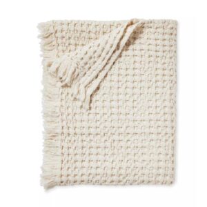 beige waffle weave throw blanket