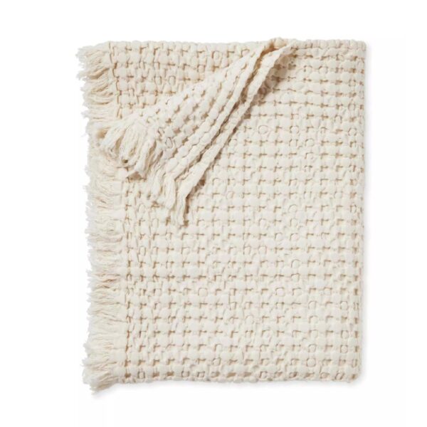 beige waffle weave throw blanket