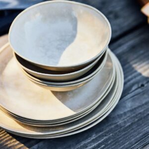 Dakota Bamboo Melamine Dinner Plates, Set of 4