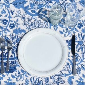 Mia, Marine Blue Block Print Abigail Fox Tablecloth