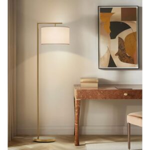 Montage Modern 60 in. Mid-Century Modern LED Floor Lamp with Fabric Drum Shade